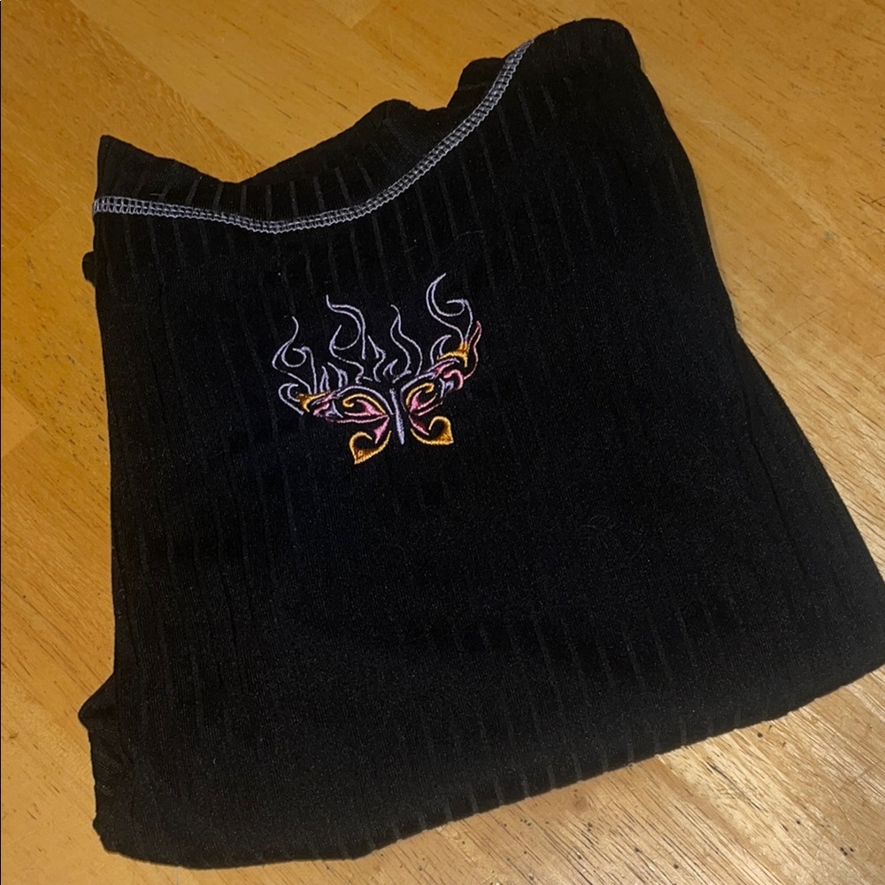 Rue21 Black Top with White Stitching